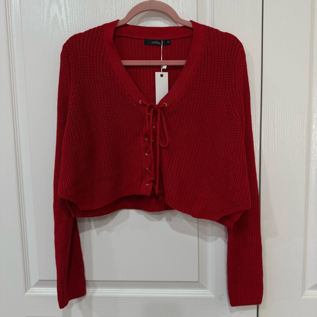 Lf Millau Knit Lace Up Crop Cardigan